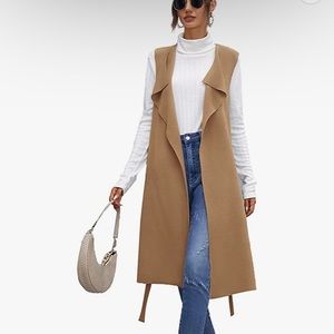 No sleeve khaki colored cardigan